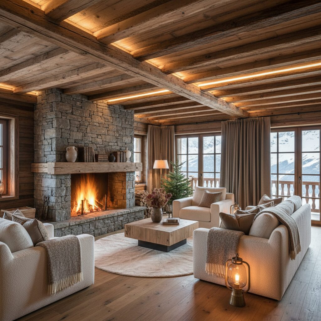 découvrez l'ambiance cocooning et rustique d'un chalet savoyard moderne alliant confort chaleureux et charme authentique.