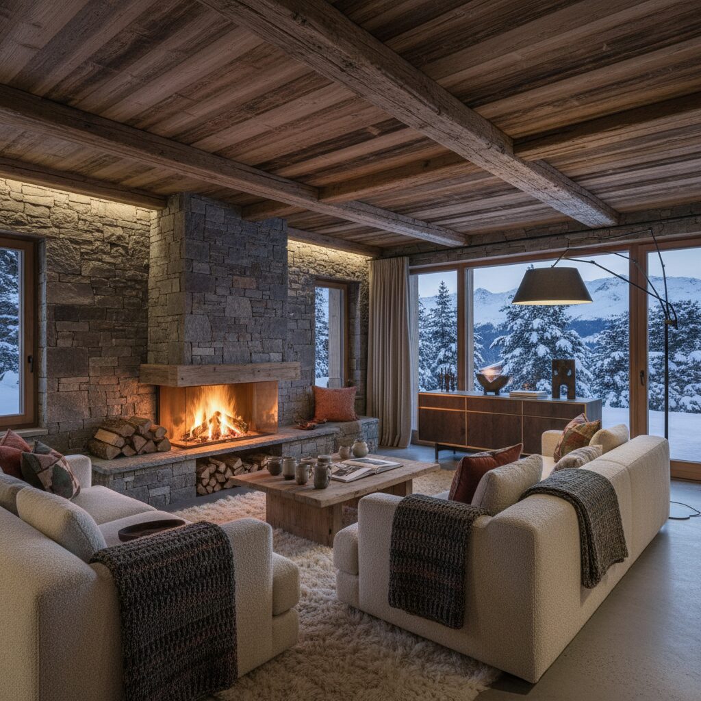 découvrez l'ambiance cocooning et rustique d'un chalet savoyard moderne alliant confort chaleureux et design contemporain pour un séjour inoubliable.