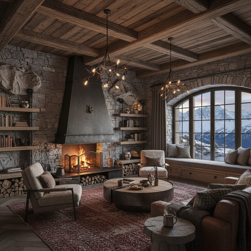 découvrez comment sublimer votre intérieur de montagne en mariant avec élégance la pierre naturelle et le métal pour une décoration chaleureuse et moderne.