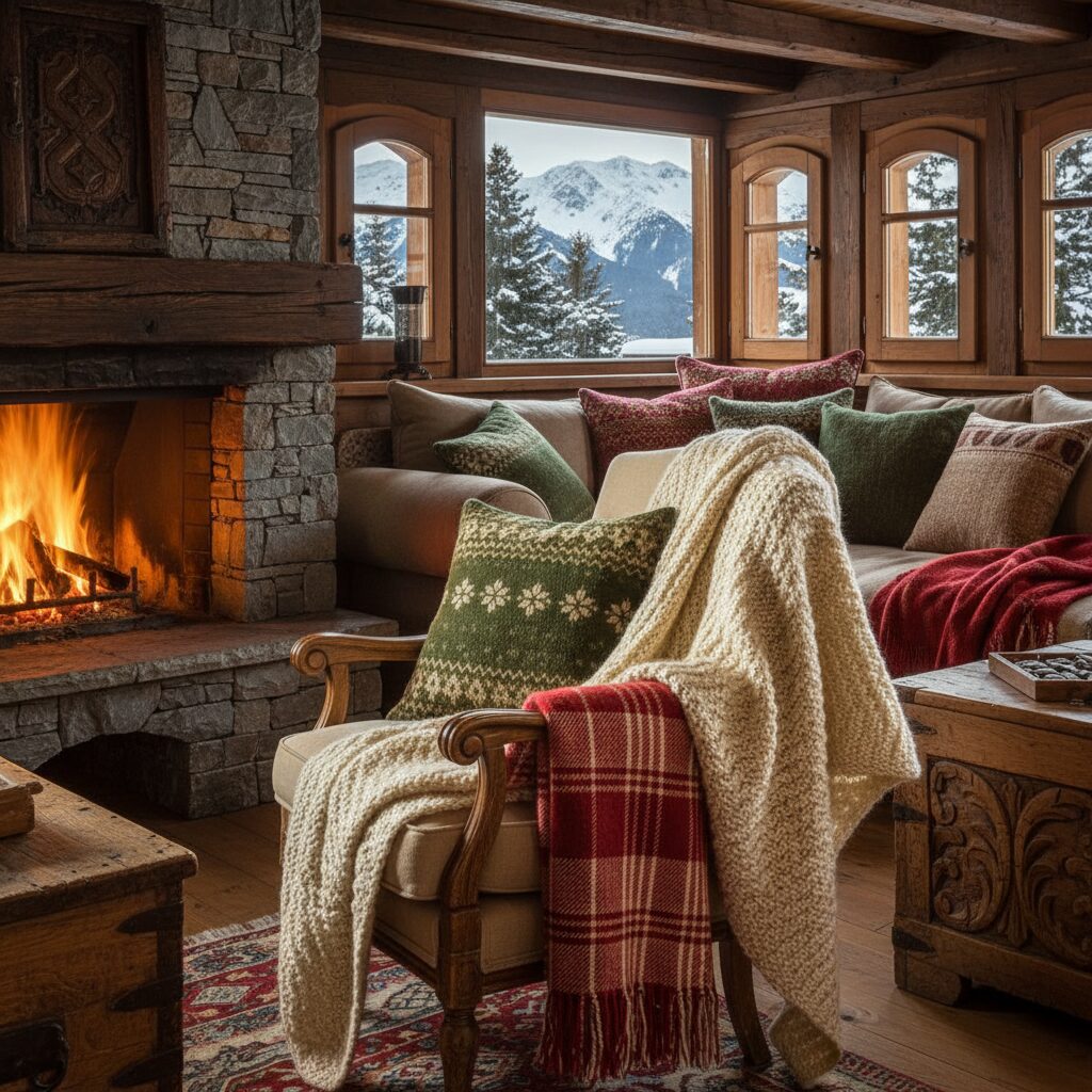 découvrez notre sélection de textiles inspirés de l'ambiance chalet savoyard, pour un confort optimal et une décoration chaleureuse et authentique chez vous.