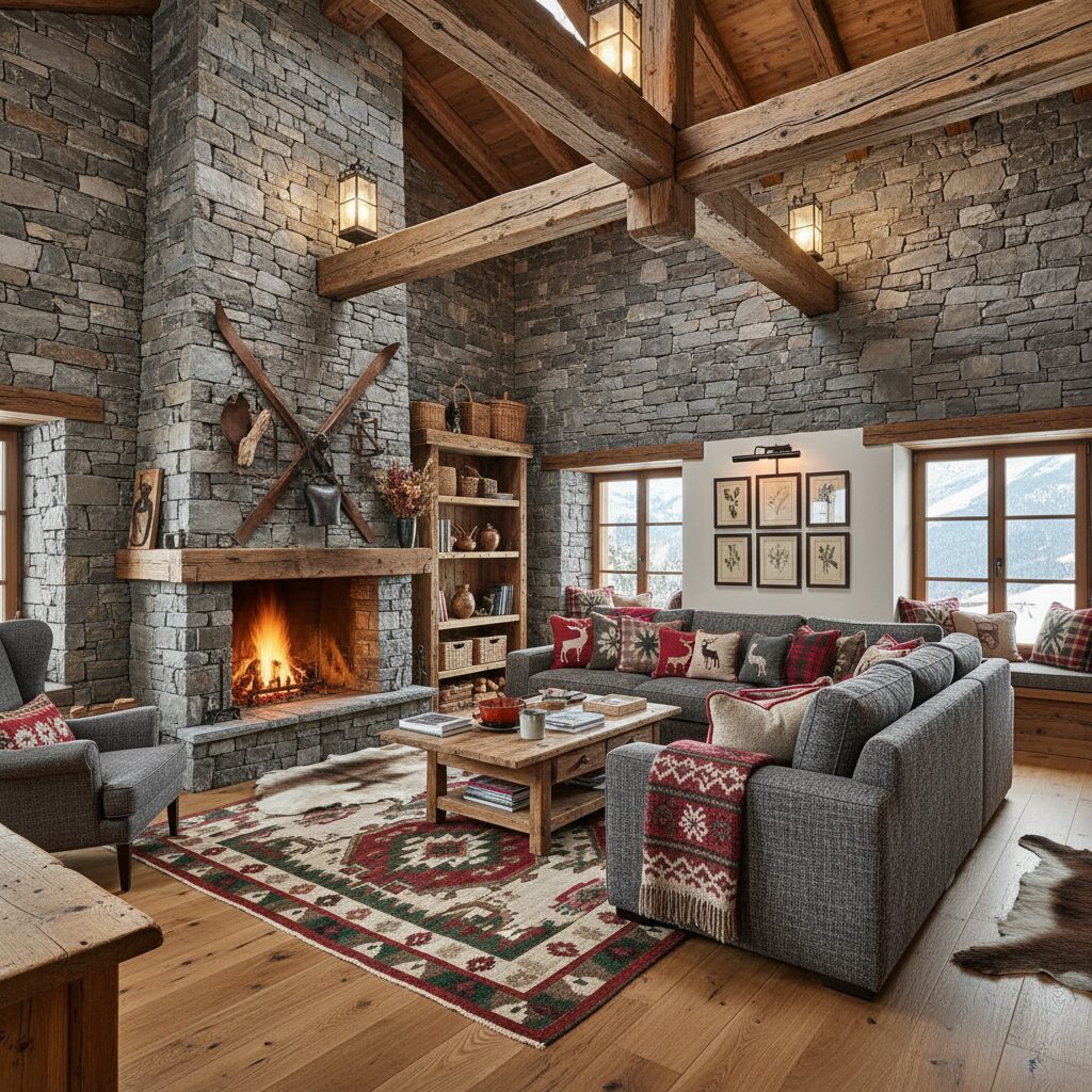 découvrez comment associer avec style la pierre naturelle et les tissus alpins pour créer une décoration élégante et chaleureuse.