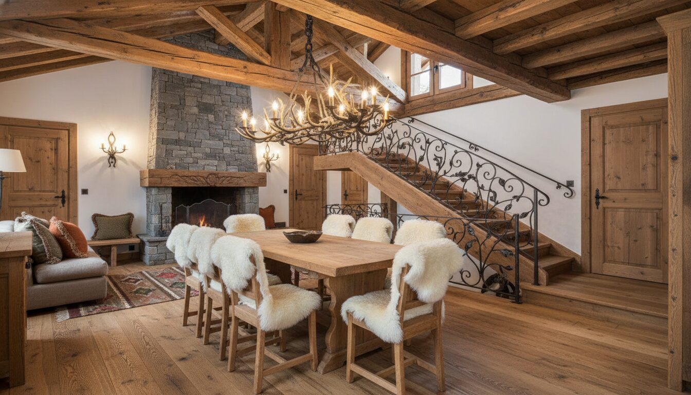 découvrez comment créer une ambiance chaleureuse et authentique dans votre chalet savoyard en associant le charme du fer forgé au naturel du bois, pour une décoration alliant tradition et modernité.