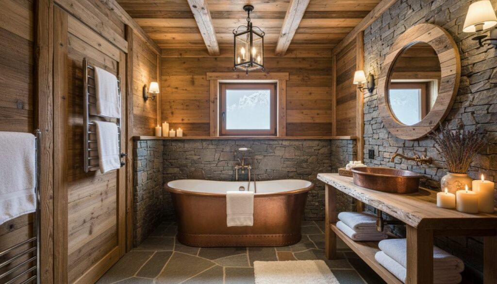 découvrez des inspirations déco pour une salle de bain ambiance chalet savoyard, alliant chaleur du bois et charme montagnard pour un espace cocooning et authentique.